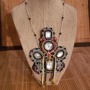 Hand made unique design soutache necklace